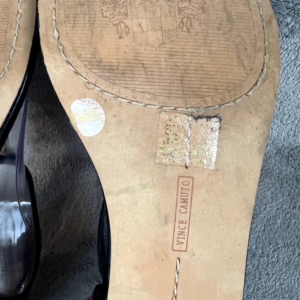 Vince Camuto Thong Flat Sandals Womens 8.5 Black Leather Summer - Picture 7 of 11